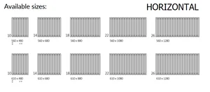 Radijator Terma Triga - dimenzije za ležeće