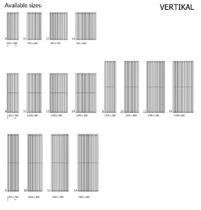 Radijator Terma Triga - dimenzije za vertikalne