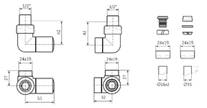 Tehnička skica - 3-osni klasični (kutni LIJEVI set)