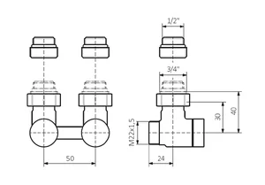 Tehnička skica set donji (KUTNI ventil)