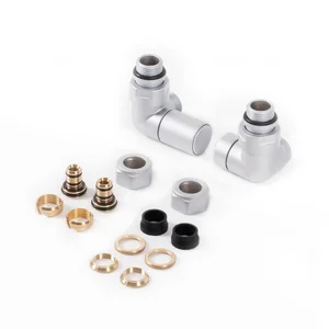 Set Terma DESIGN radijatorskih ventila, 3-osni klasični, kutna LIJEVA izvedba, saten