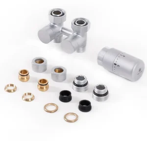 Set Terma DESIGN radijatorski ventil, donji, RAVNA izvedba, saten