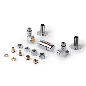 Set Terma DESIGN radiatorskih ventilov AllInOne, 3-osni term., kotna LEVA izvedba, krom