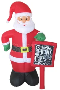 Figura za napuhavanje - Djed Božićnjak s pločom 180 s LED osvjetljenjem