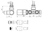 Tehnička skica donji enojni termostatski (kutni LIJEVI set)
