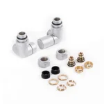 Set Terma DESIGN radijatorskih ventila, 3-osni klasični, kutna DESNA izvedba, saten